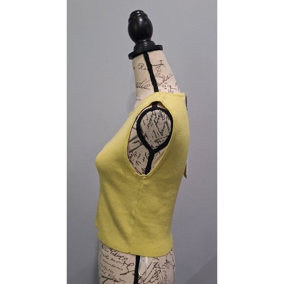 NWT Calvin Klein Womens Yellow Sleeveless Slim Fit Knit Ribbed Tank Top/Size L - Picture 3 of 7